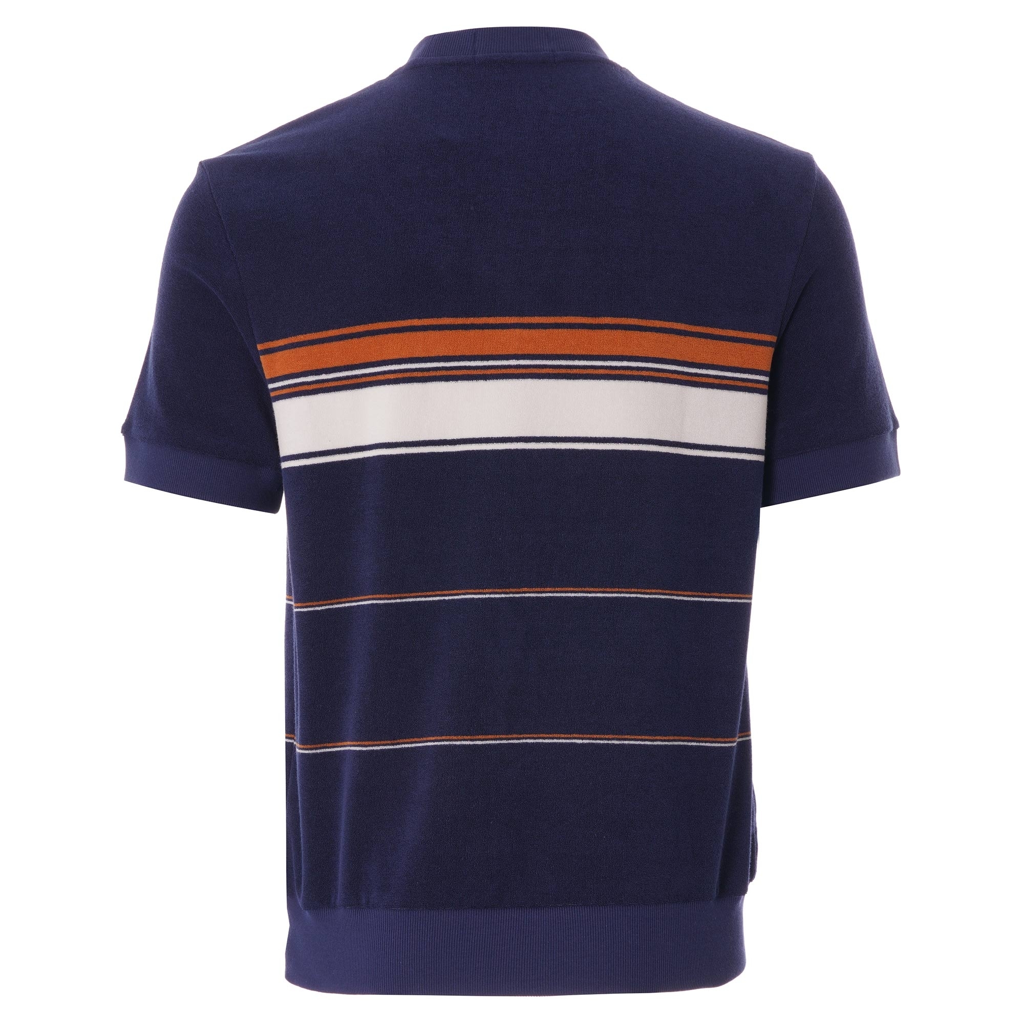 Fred Perry Striped Towelling T-Shirt (French Navy) M8802